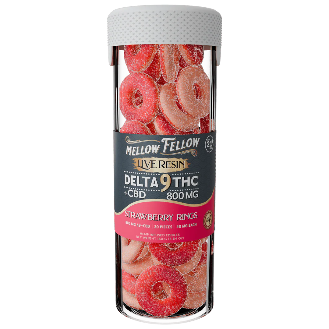 MELLOW FELLOW GUMMIE LR STRWBRY RINGS D9 800MG|810121205433|Pack Of|1
