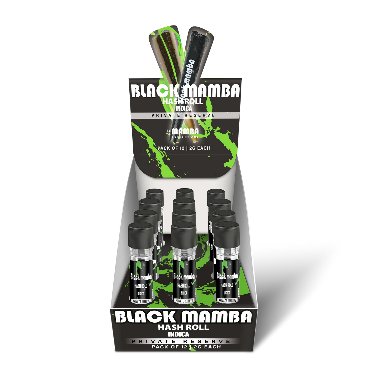 BLACK MAMBA HASH ROLL| PRIVATE RESERVE INDICA PROLL 2GM|0602581753902|PK OF 12
