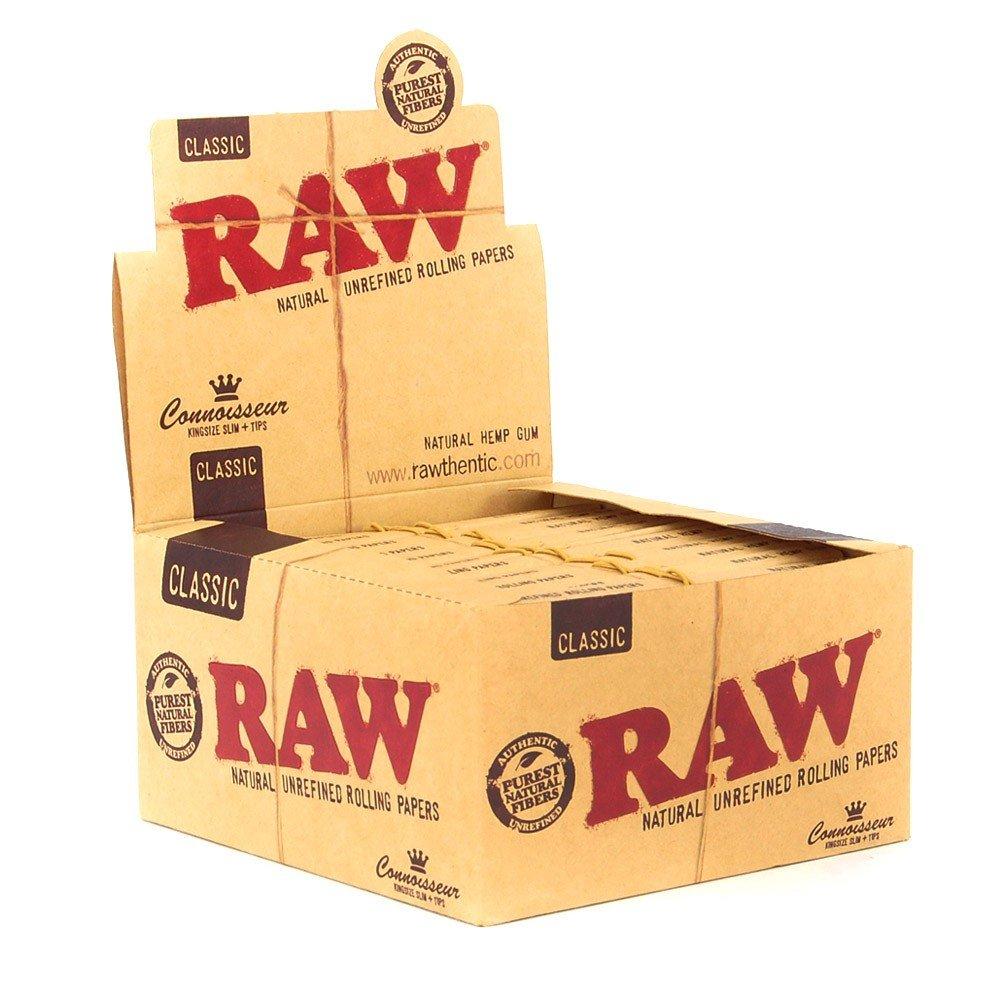 RAW CONNOSSSEUR KINGSIZE PLUS TIPS CLASSIC 24 PKS