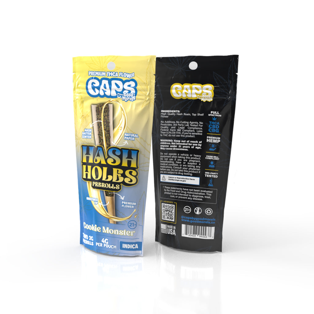 CAPS HASH PREROLLS COOKIE MONSTER INDICA 4G|700433944437|Pack Of|10