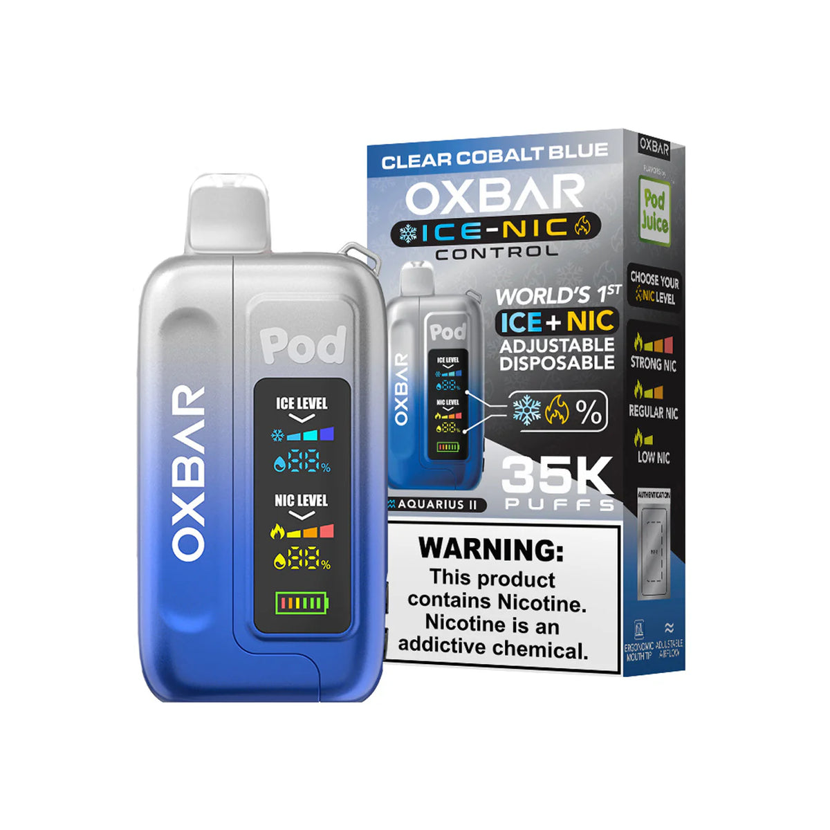 OXBAR CLEAR COBALT BLUE ICE NIC  35K|831350001139|Pack Of|5