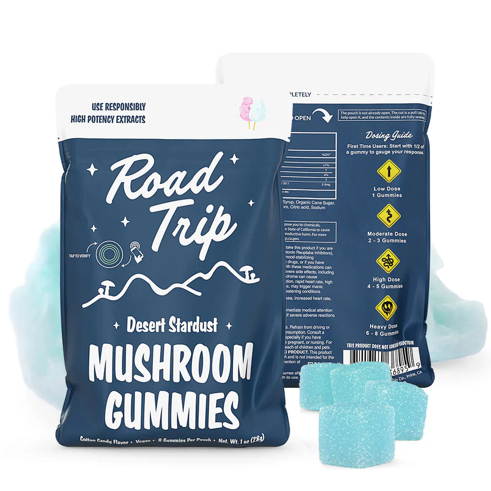 ROAD TRIP MUSHROOM GUMY BLUE RASPBERRY 28GM|608539234882|Pack Of|30