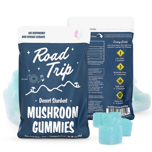 ROAD TRIP MUSHROOM GUMY COTTON CANDY 28GM|721750309952|Pack Of|30