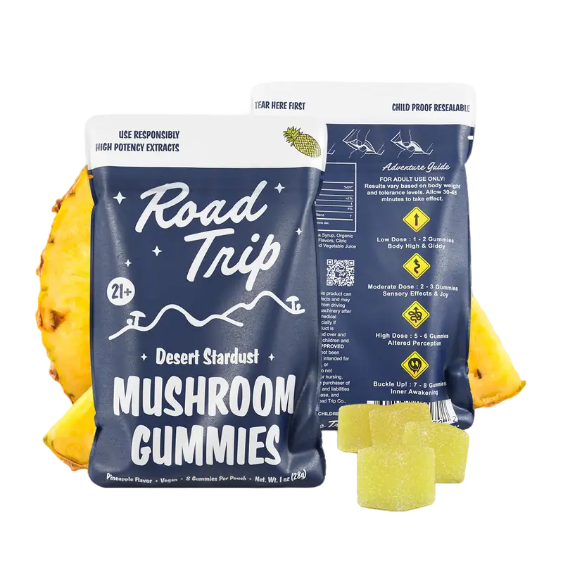ROAD TRIP MUSHROOM GUMY PINEAPPLE 28GM|608539101702|Pack Of|10