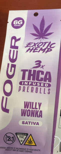 FOGER EXOTIC HEMP PROLL WILLY WONKA SATIVA 6G