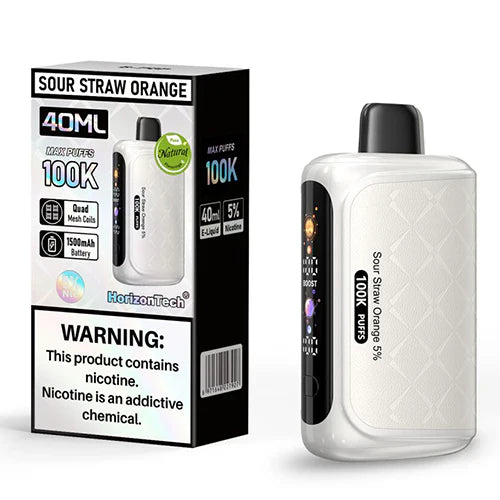 HORIZON TECH 100K|HORIZON TECH SOUR STRAW ORANGE 100K|6971648227927|Pack Of 5