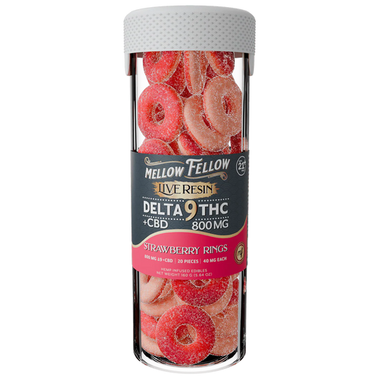 MELLOW FELLOW GUMMIE LR STRWBRY RINGS D9 800MG|810121205433|Pack Of|1