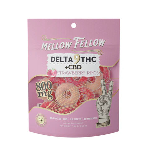 MELLOW FELLOW D9 CBD STRAWBERRY RINGS 800MG|810121200803|Pack Of|1