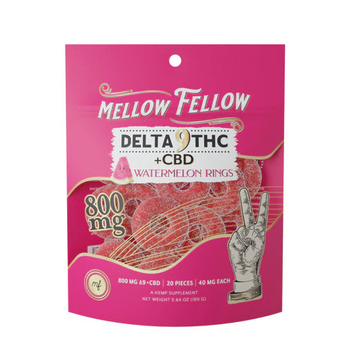 MELLOW FELLOW D9 CBD WATERMELON RINGS 800MG|810121205440|Pack Of|1