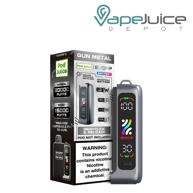 SVOPP POD JUICE GUN METAL BATTERY 30K