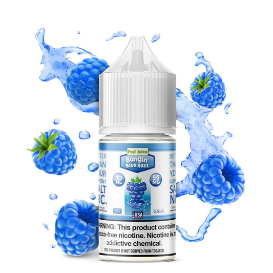 POD JUICE SALT BANGIN BLUE RAZZ 55MG 30ML