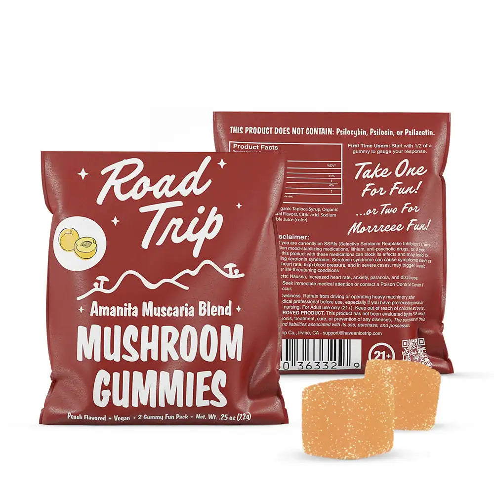 ROAD TRIP AMANITA MUSCARIA MSHRM GUMY PEACH 7.2G|721750363329|Pack Of|30