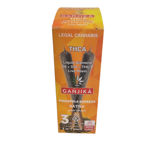 GANJIKA WRAPS PINEAPPLE EXPRESS SATIVA 50CT|168779918114|Pack Of|50