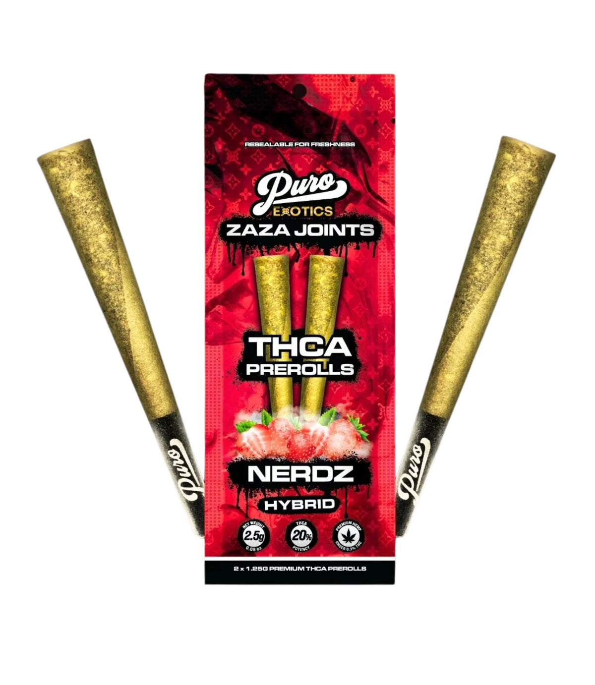 PURO ZAZA JOINTS THCA PROLL NERDZ HYBRID 1.25GM
