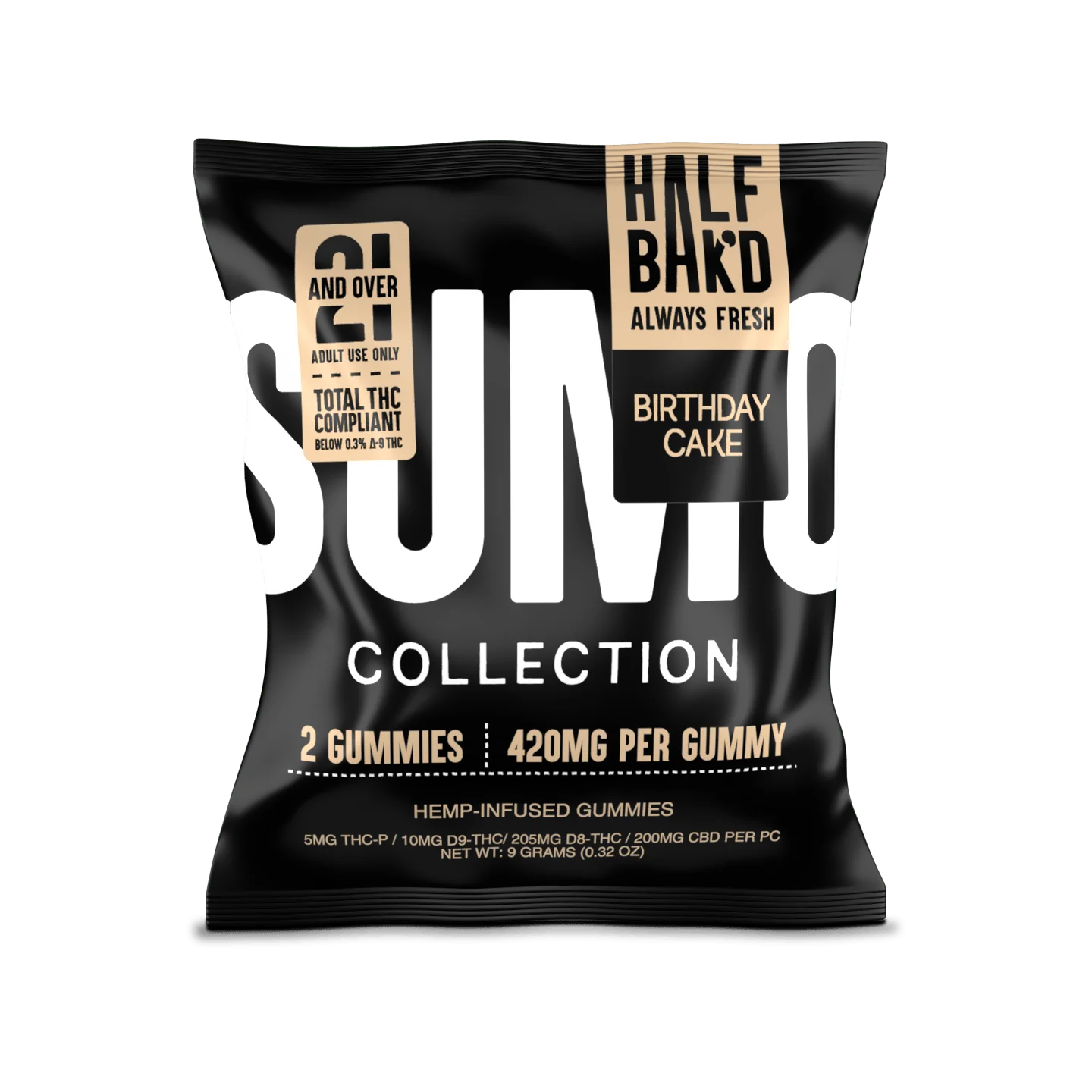 HALF BAKD SUMO GUMY D9 GUMY BIRTHDAY CAKE 420MG|850056140515|Pack Of|30