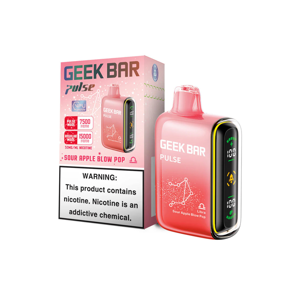 GEEK BAR PULSE SOUR APPLE BLOW POP 15K|810125436932|Pack Of|5