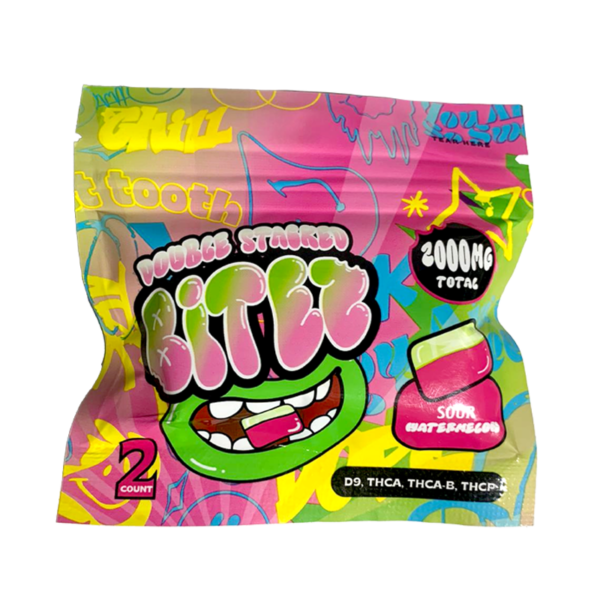 DOUBLE STACKED BITES D9 SOUR WATERMELON GUMY 2000MG|704674358992|Pack Of|60