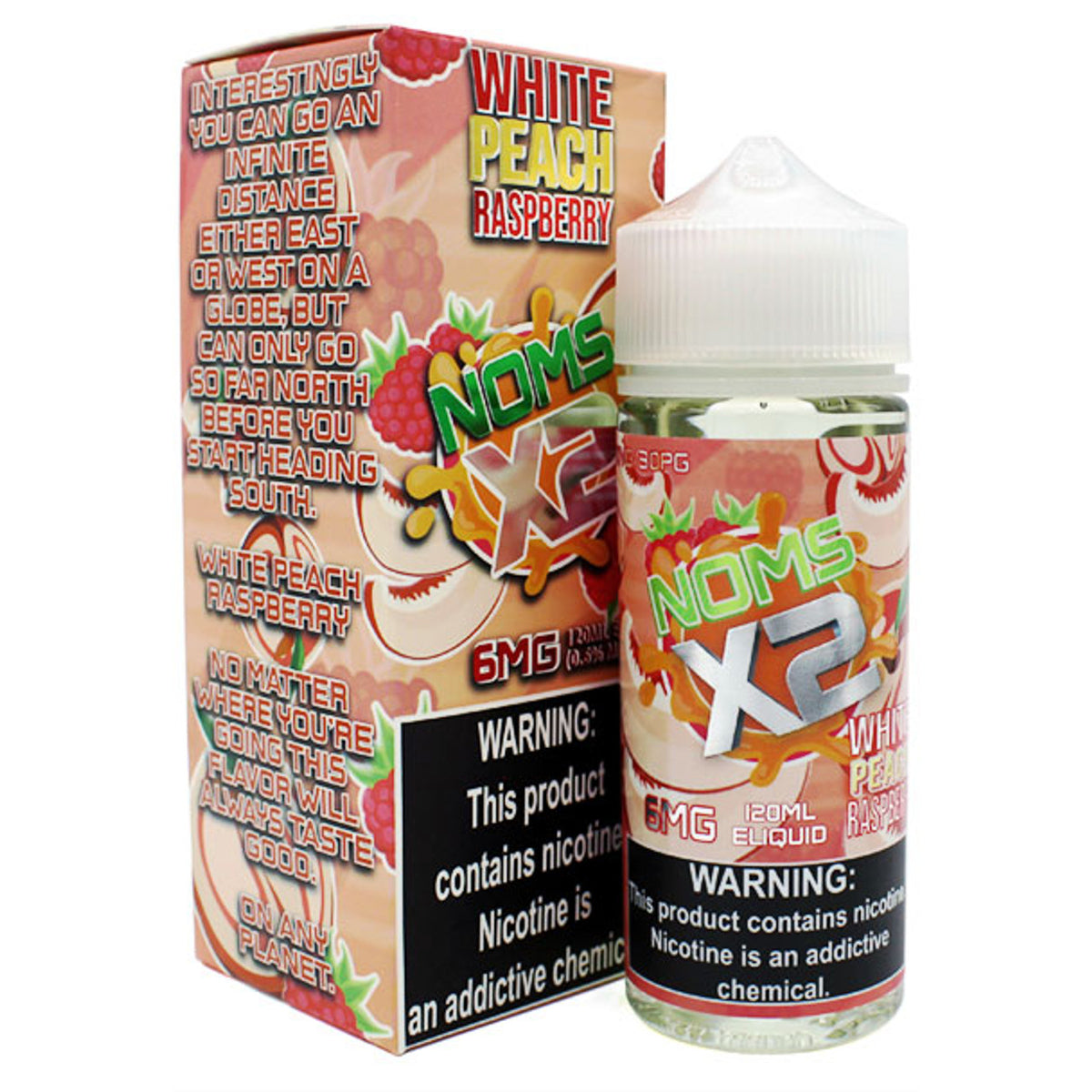 NOMS WHITE PEACH RSPBRY 120ML 6MG