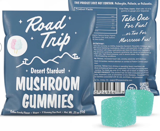 ROAD TRIP MUSHROOM GUMY COTTON CANDY 7.2GM|721750306128|Pack Of|10