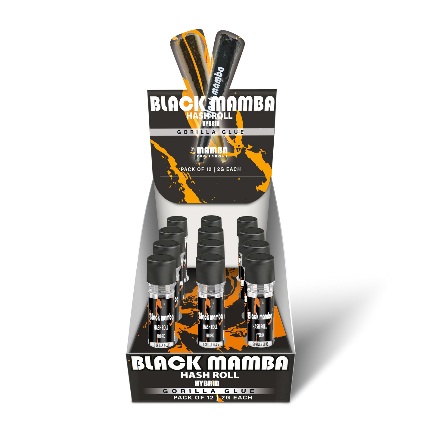 BLACK MAMBA HASH ROLL| GORILLA GLUE HYBRID PROLL 2GM|0602581753896|PK OF 12