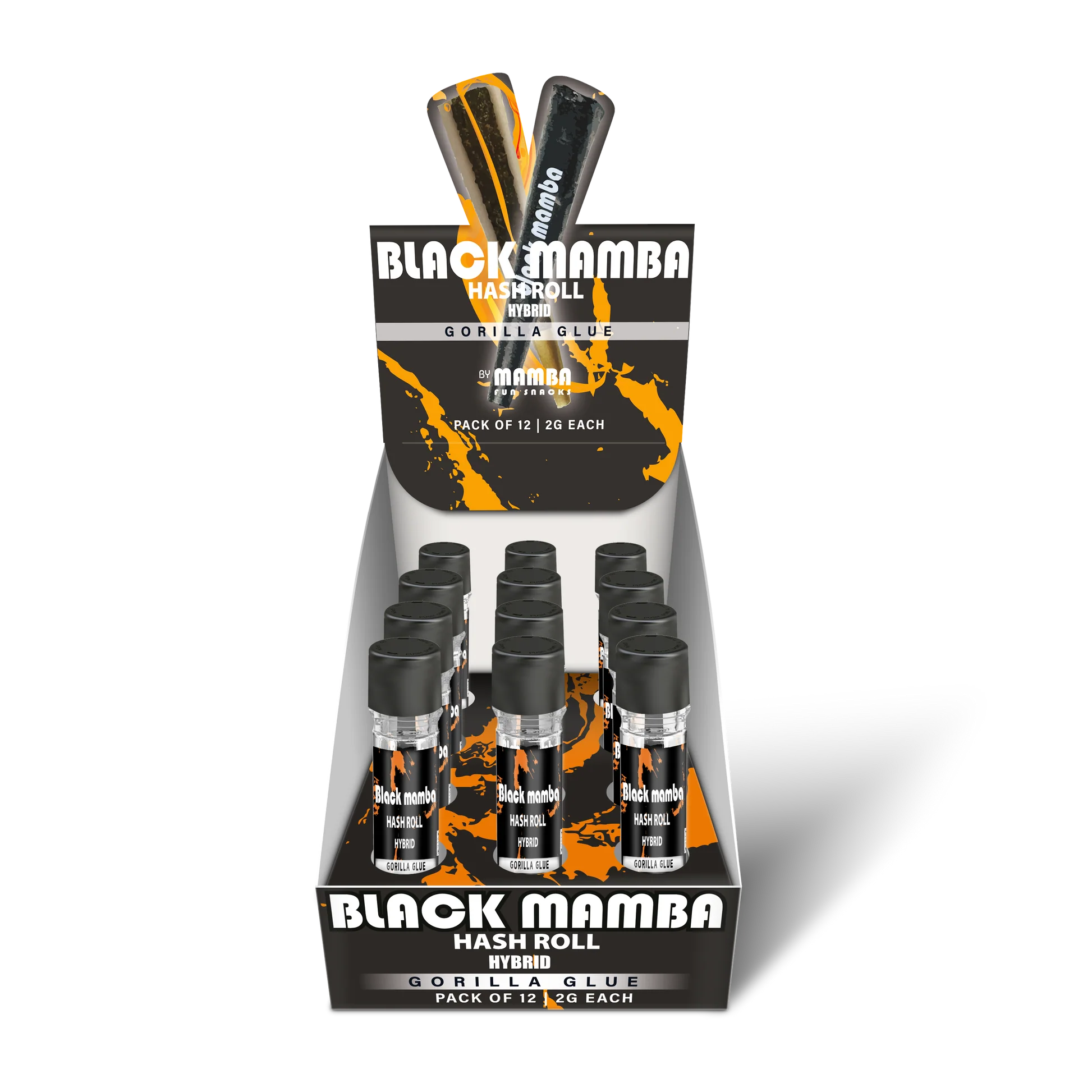 BLACK MAMBA HASH ROLL| GORILLA GLUE HYBRID PROLL 2GM|0602581753896|PK OF 12