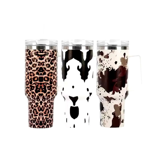 TUMBLER | 1512354897186 | LEOPARD CAR CUP 40OZ (Assorted Colors)