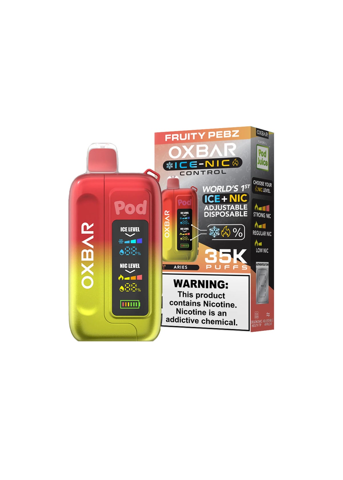 OXBAR FRUITY PEBZ ICE NIC 35K  |831350001009|Pack Of|5