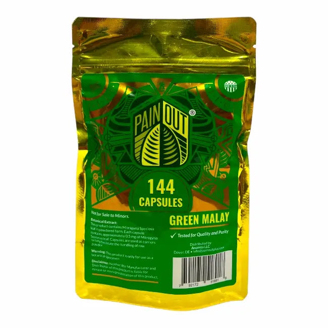 PAIN OUT KRATOM CAPSULE GREEN MALAY 144CT
