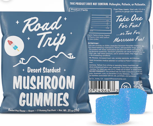 ROAD TRIP MUSHROOM GUMY ROCKET POP 7.2GM|721750334466|Pack Of|10